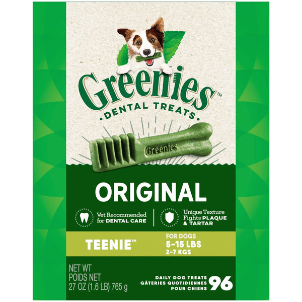 Greenies Original Teenie Natural Dental Care Dog Treats, 27 Oz Pack (96 Treats)