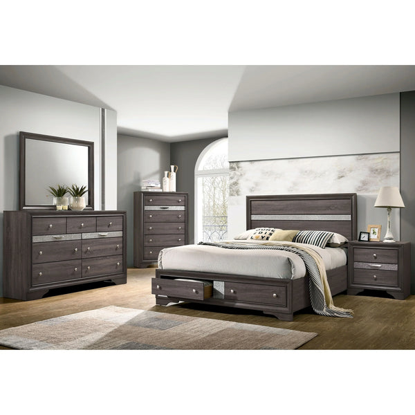 Bara Contemporary Grey Solid Wood 2-Piece Storage Platform Bedroom Set by Furniture of America - King