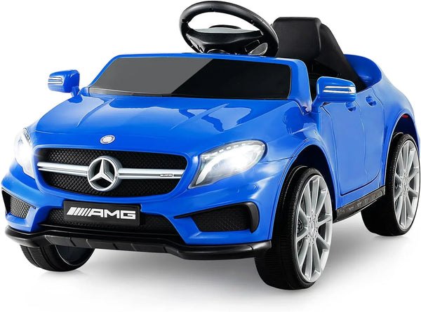 OLAKIDS 12V Electric Kids Ride On Car, Licensed Mercedes Benz GLA45 Toy Car with Remote Control, MP3 Plug, USB, 2 Speeds, LED Lights, Battery Powered Toy Vehicle for Toddler Children (Blue)