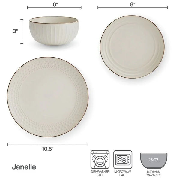 Pfaltzgraff Janelle 12-Piece Dinnerware Set, Service for 4