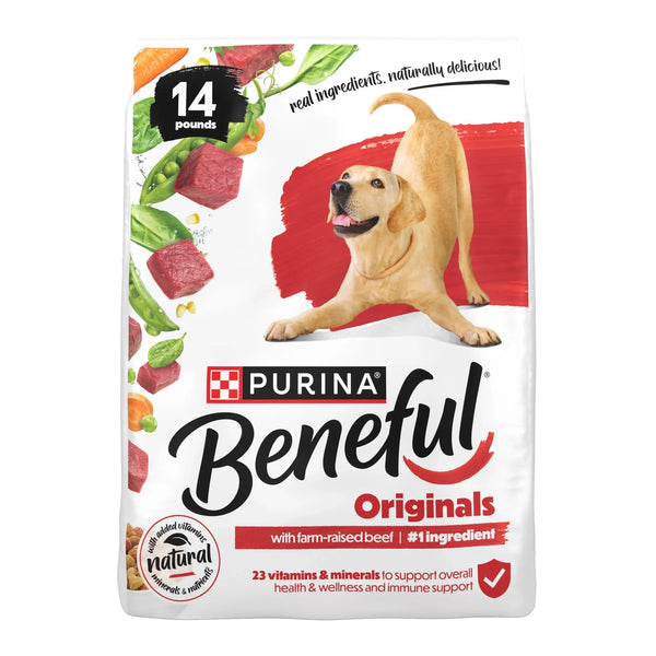 Purina Beneful Originals with Farm-Raised Beef Natural Dry Dog Food Recipe with Added Vitamins, Minerals and Nutrients, 14 lb Bag