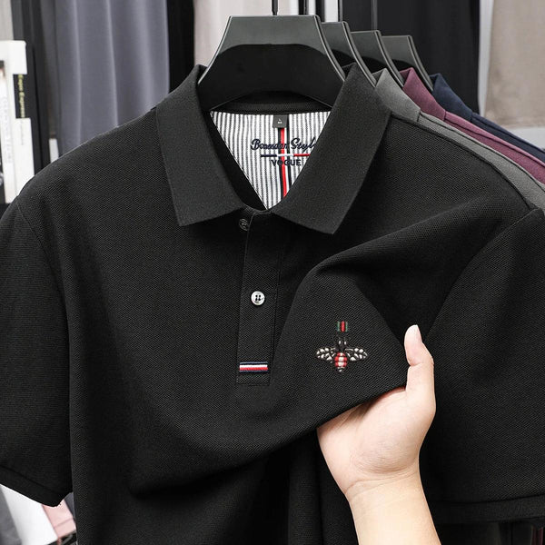 100% pure cotton summer new men's short sleeved polo shirt high-end brand Little Bee embroidery business comfortable T-shirt