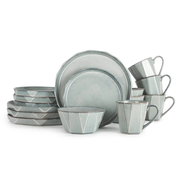 TABLE 12 16-Piece Dinnerware Set, Stonewashed Dinnerware Set for 4
