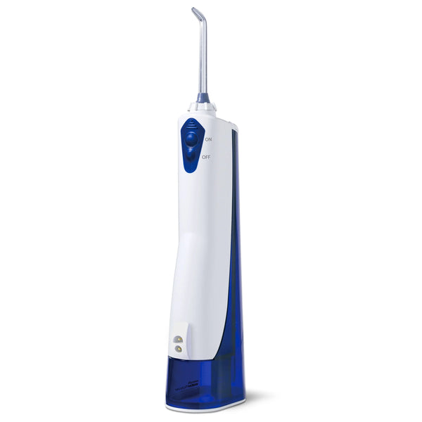 Waterpik Cordless Portable Water Flosser with 2 Tips, ADA Accepted, White and Blue