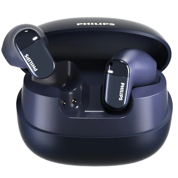[Philips Wireless Earbuds] Philips True Wireless Earbuds | Stereo In-Ear Headphones with LED Power Display, Microphone for Calls, Large Capacity Charging Case, Extended Design for All Smartphones, TAT2169