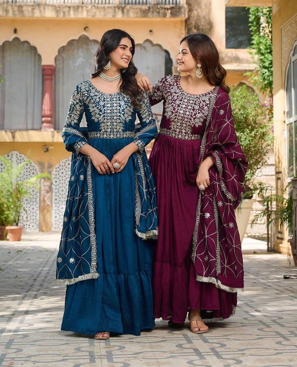 Stylish Ready to Wear Gown for Women with Embroidery Sequince Work, Wedding Gows for Women, Anarkali Gown, Indian women ethnic outfit